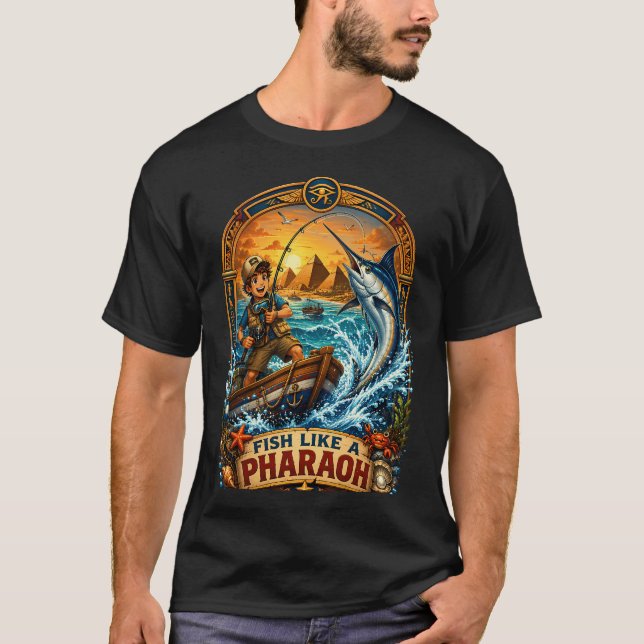 Fiska som en farao fiske skjorta design t shirt (Framsida)