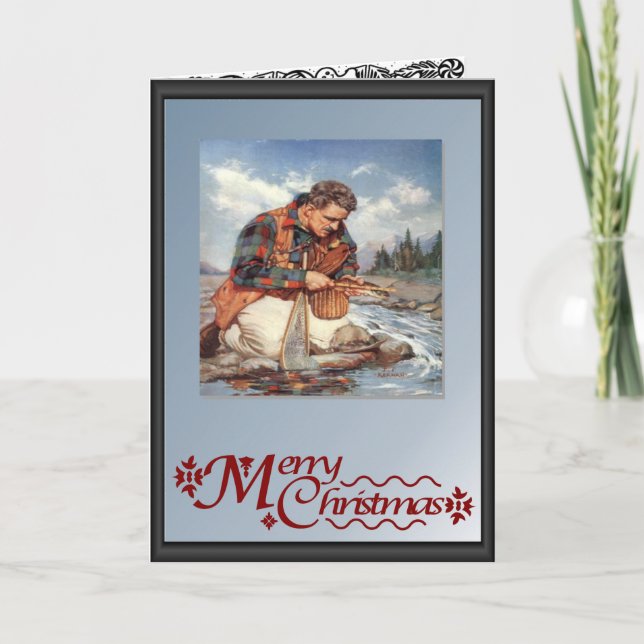 Fiska vid floden helgkort (Framsida)