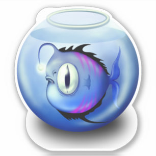 Fiskakvarium, bläckfiskskål, söt blåvit klistermärken