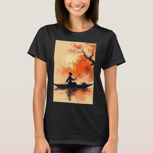 Fiskande amerikansk flagga t shirt (Framsida)