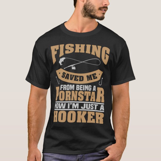 Fiskande angelfiskare som säger önskar jag fiskade t shirt (Framsida)