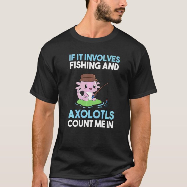 Fiskande Axolotl T Shirt (Framsida)