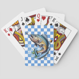 Fiskande Blå Plaid Casinokort