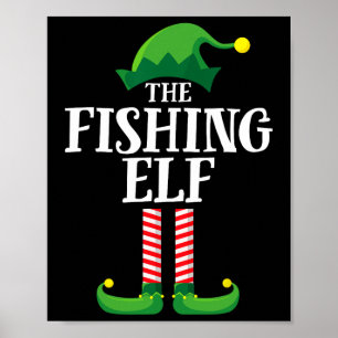 Fiskande Elf Matchande Familjegrupp Julfest Poster