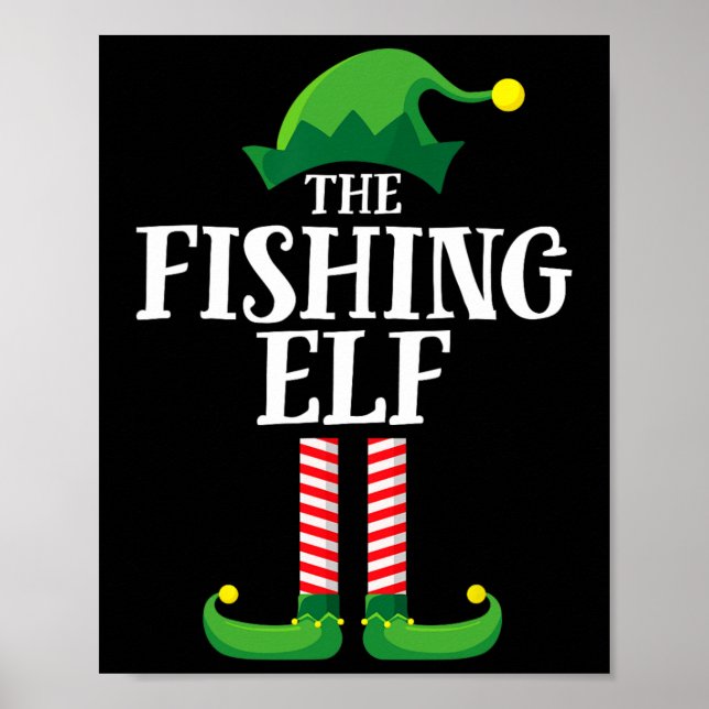 Fiskande Elf Matchande Familjegrupp Julfest  Poster (Framsidan)