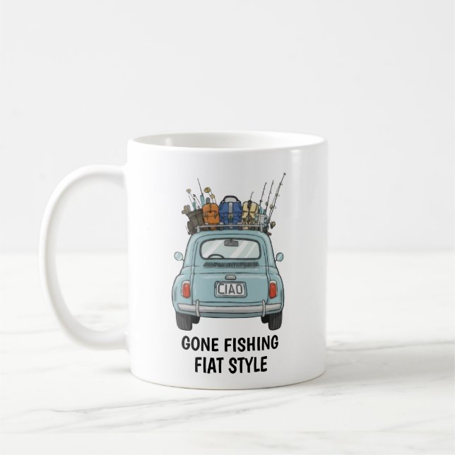 Fiskande Fiatbil  Kaffemugg (Vänster)