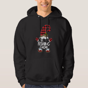 Fiskande Gnome Buffalo-rutig Matchande Familj Jul Hoodie