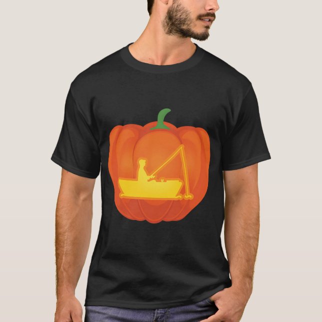 Fiskande Jack o Lantern Halloween-design T Shirt (Framsida)