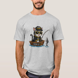Fiskande katt Fiskälskare Söt katt som fiskar i bå T Shirt