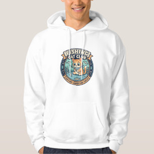 Fiskande katt Söt katt T-shirt design - Fiskande k Hoodie