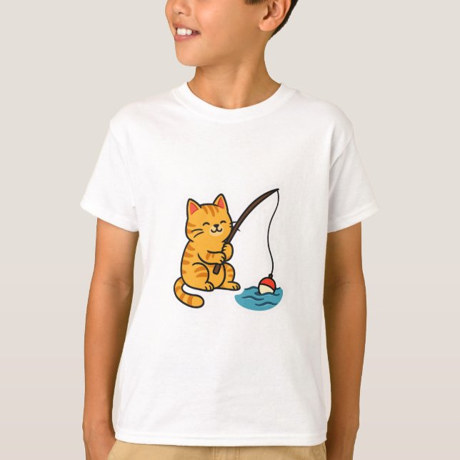Fiskande katt - T-Shirt (Framsida)