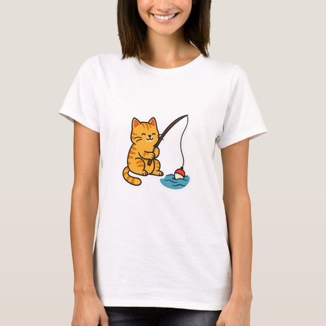 Fiskande katt - T-shirt (Framsida)