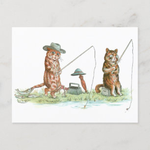 Fiskande katter av Louis Wain Vykort
