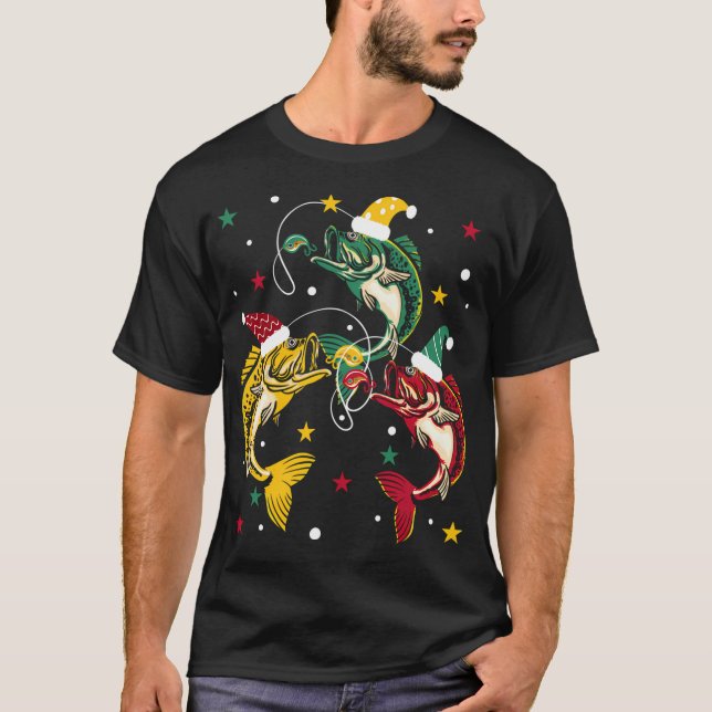 Fiskande Malfisk Julgran - Rolig Jul C T Shirt (Framsida)