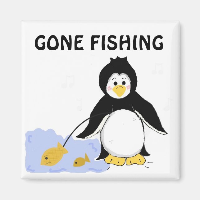Fiskande pingvin magnet (Framsidan)