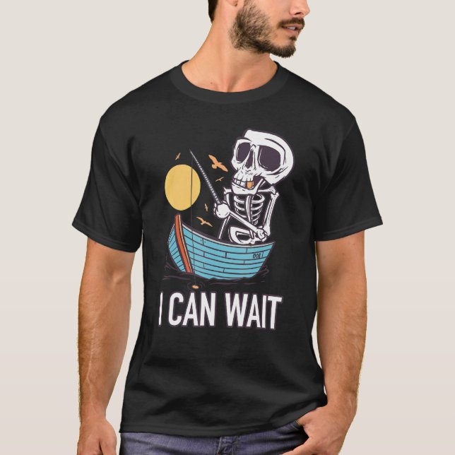 Fiskande skelett jag kan vänta t shirt (Framsida)