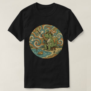 Fiskande T-Rex - Groovy dinosauriefiskare T Shirt