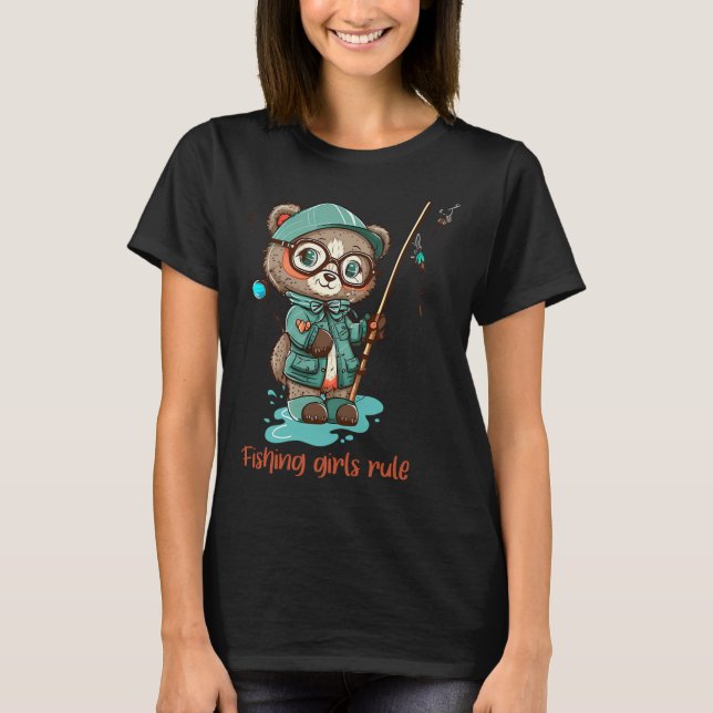 Fiskande tjejer styr  t shirt (Framsida)