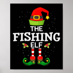 Fiskande tomte jul familj matchande pyjamas poster