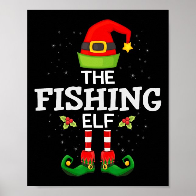 Fiskande tomte jul familj matchande pyjamas  poster (Framsidan)