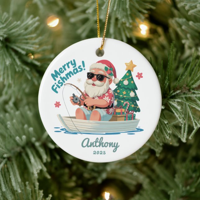 Fiskande Tomte Jul Julgransprydnad Keramik (Träd)