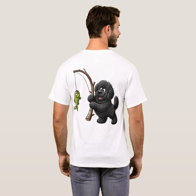 Fiskande valp  t shirt (Hel baksida)