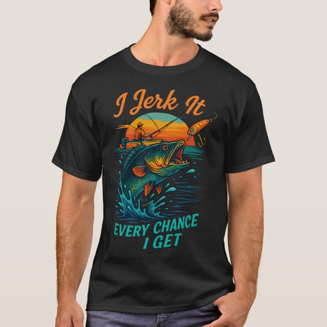 Fiskande viskande vintageutemöbeldesign t shirt (Framsida)