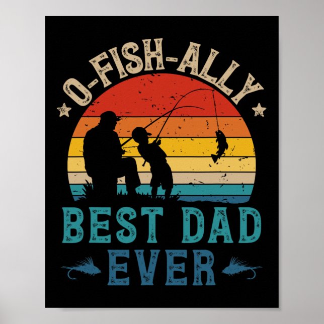 Fiskar Bästa Pappa Någonsin Ofishally Solnedgång F Poster (Framsidan)