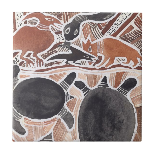 Fiskar för sköldpaddor för australierdrömdjur kakelplatta (Framsidan)