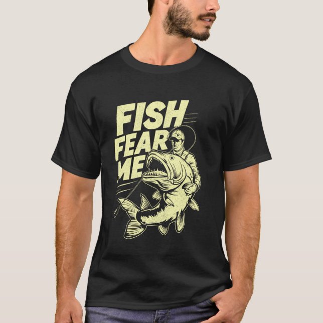 Fiskar Fruktar Mig Fiske T Shirt (Framsida)