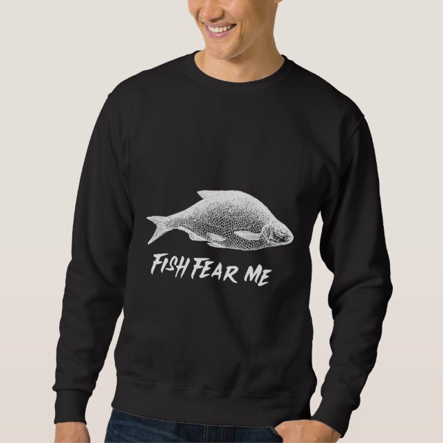 Fiskar fruktar mig lång ärmad tröja (Framsida)