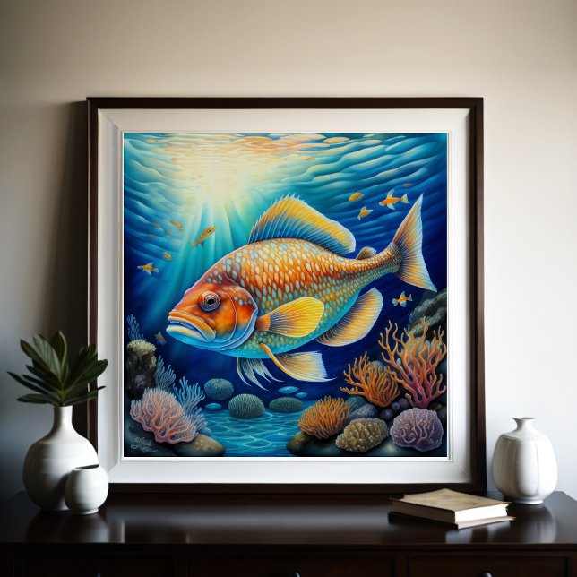 Fiskar i färglös kalk Teckning Poster (Skapare uppladdad)