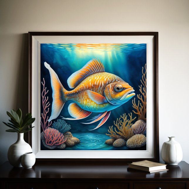 Fiskar i färglös kalk Teckning Poster (Skapare uppladdad)