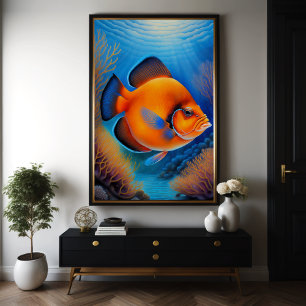 Fiskar i färglös kalk Teckning Poster