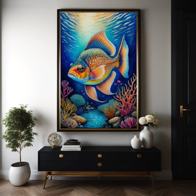 Fiskar i färglös kalk Teckning Poster (Skapare uppladdad)