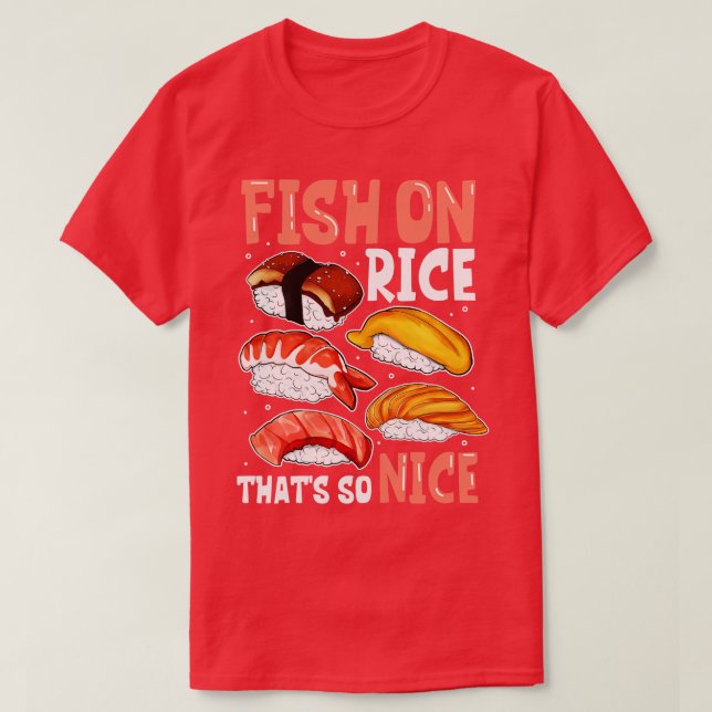 Fiskar i ris Sushi T Shirt (Design framsida)