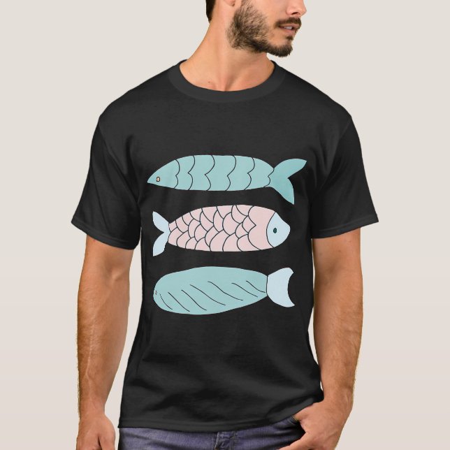 Fiskar komisk stil t shirt (Framsida)