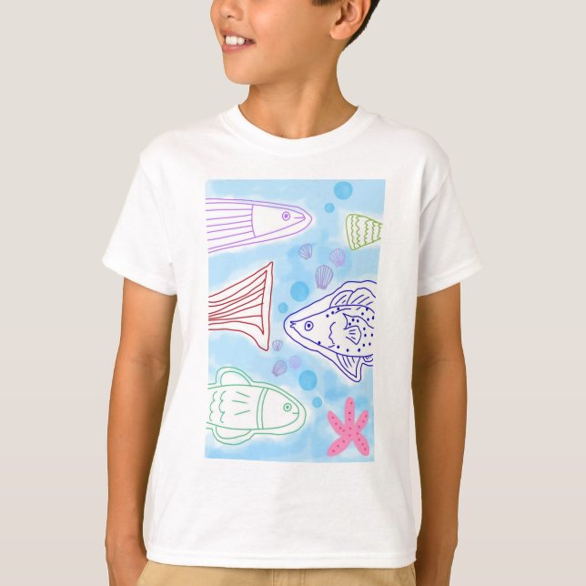 Fiskar konst vid havet t shirt (Framsida)