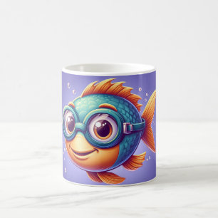 Fiskar med simskyddsglasögon kaffemugg