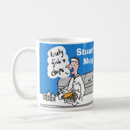 Fiskar och Chip för att anpassa sig. Kaffemugg