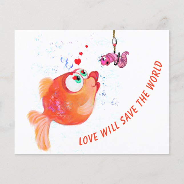 Fiskar och Mask Flyer Kärlek Romantic Tecknad (Framsidan)