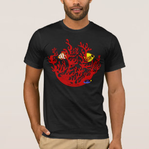 Fiskar och T-tröja för korallklotterkonst T-shirt