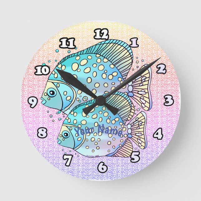 Fiskar Pisces Rund Klocka (Framsida)