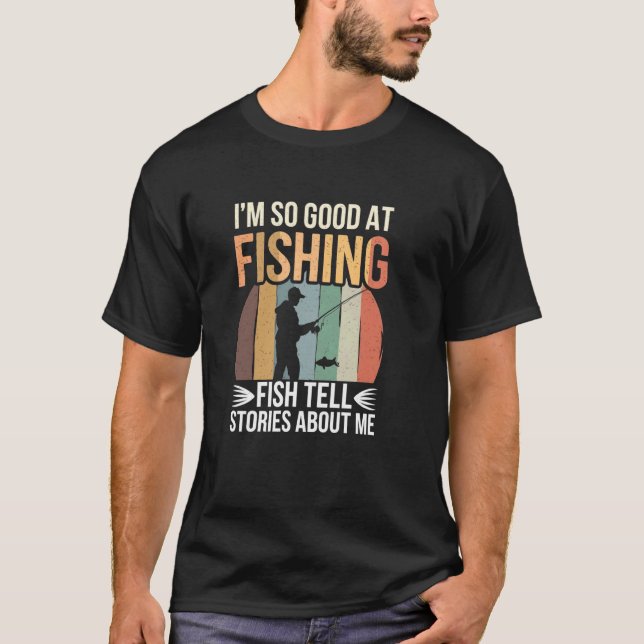 Fiskar pratar om mig u2013 Rollig fiskeplagg för T Shirt (Framsida)