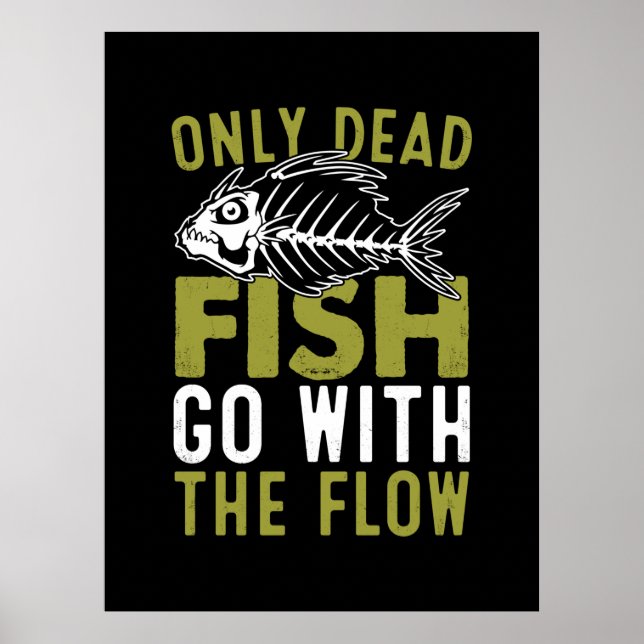 Fiskar som lämnar Fisher följer med flödet Poster (Framsidan)