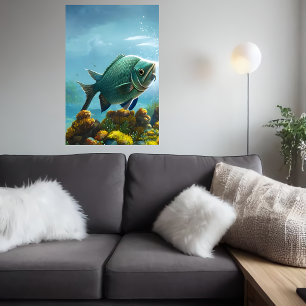 Fiskar som simmar i havet AI Art Poster