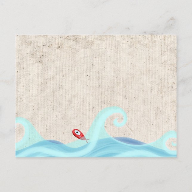 Fiskar som Surfar på Vågor Vykort (Baksida)