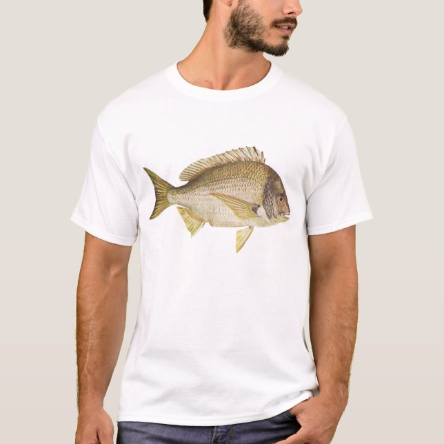 Fiskar - svart Bream - Mylio australis Tee Shirt (Framsida)