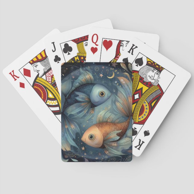 Fiskar Zodiac Stjärntecken Astrologi Celestial Föd Casinokort (Baksidan)