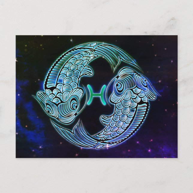 Fiskar zodiac-vykort vykort (Framsida)